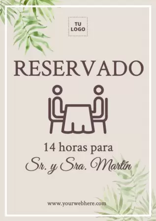 Edita un diseño de mesa reservada