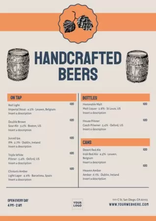 Modifier un modèle de menu de bière