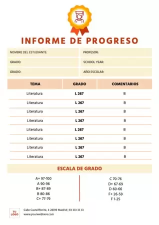 Edita un boletín de notas para alumnos