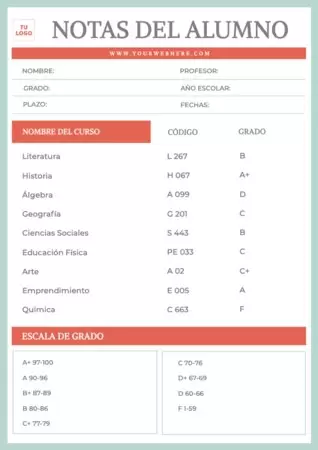 Edita un boletín de notas para alumnos
