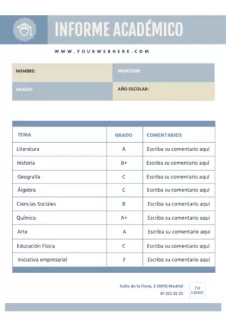 Edita un boletín de notas para alumnos