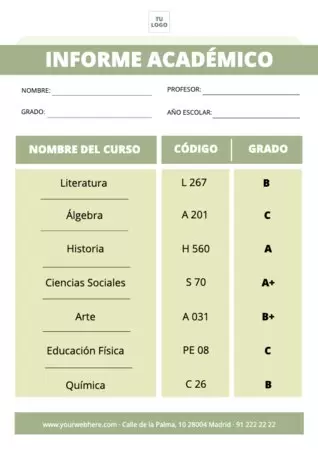 Edita un boletín de notas para alumnos