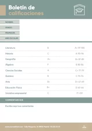 Edita un boletín de notas para alumnos