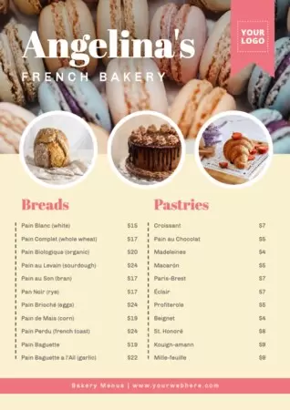 Edit a Pastry Menu template