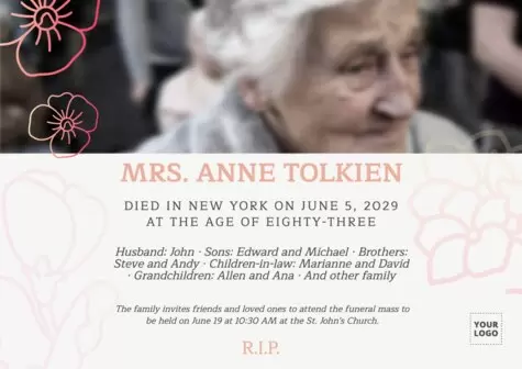 Eine Nachrufkarte bearbeiten