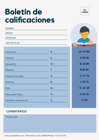 Edita un boletín de notas para alumnos