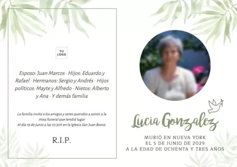 Edita una tarjeta de pésame