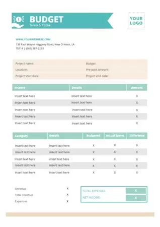 Edit a sample personal budget