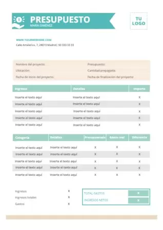 Edita una hoja de gastos personales