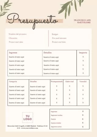 Edita una hoja de gastos personales