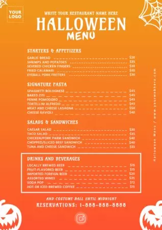 Edit a Halloween themed menu