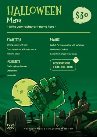 Edit a Halloween themed menu