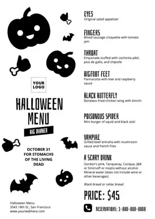 Edit a Halloween themed menu