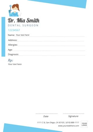 Edit a blank prescription form