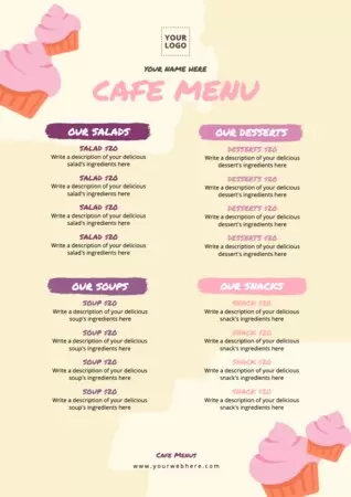 Modifica il design di un menu caffetteria