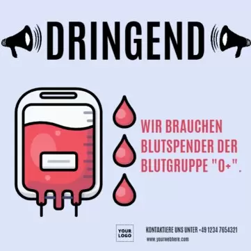 Bearbeite eine Vorlage für eine Blutspendenaktion