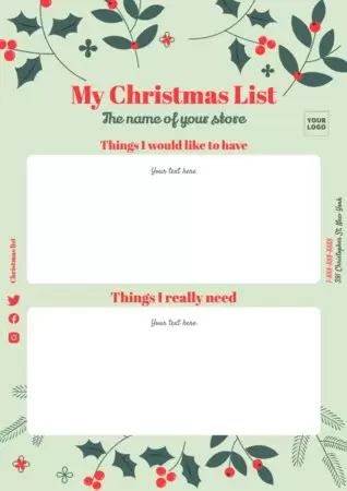 Edit a Christmas list layout