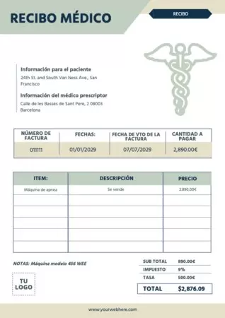 Edita una plantilla de recibo