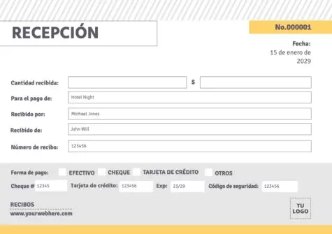 Edita una plantilla de recibo