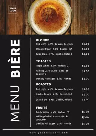 Modifier un modèle de menu de bière