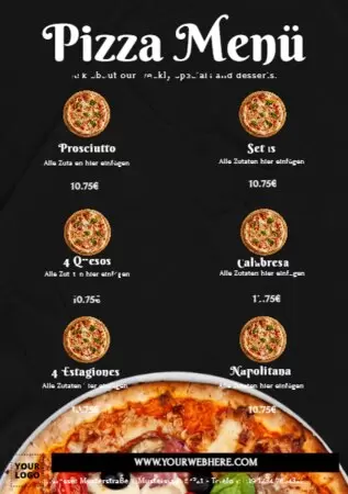 Bearbeite eine Pizzamenü Vorlagen