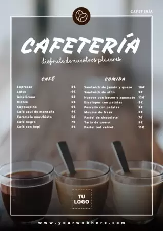 Edita un menú de cafés