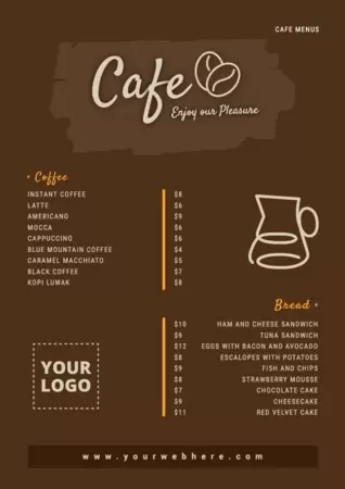 Modifier le design d'un menu de café
