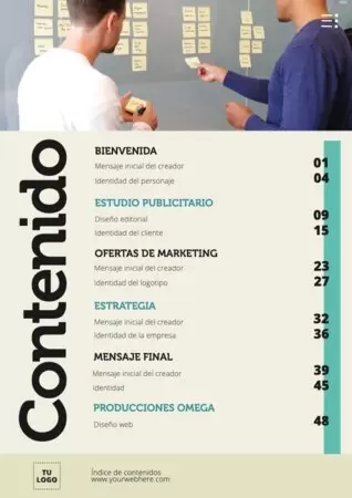 Edita una plantilla para índice