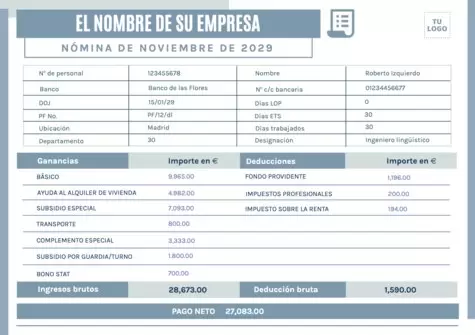 Edita un modelo de nómina para rellenar