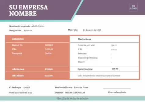 Edita un modelo de nómina para rellenar