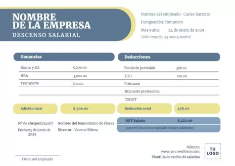 Edita un modelo de nómina para rellenar