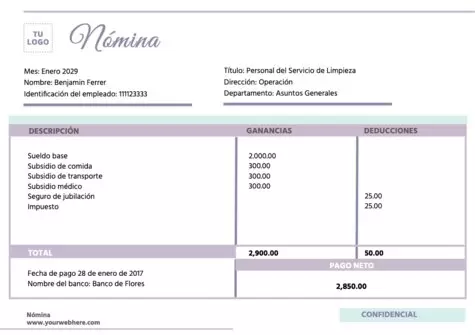 Edita un modelo de nómina para rellenar