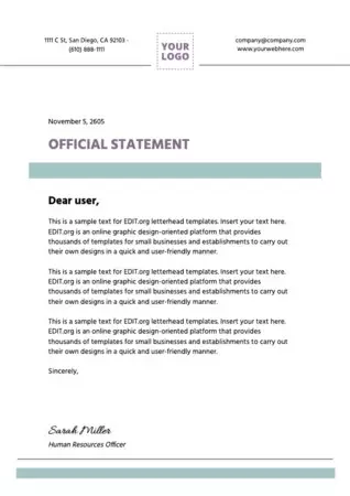 Edit an official statement template