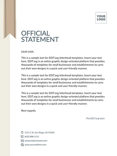 Edit an official statement template