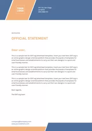 Edit an official statement template