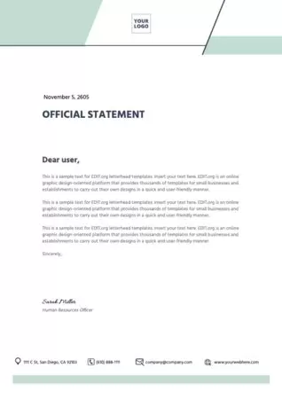 Edit an official statement template