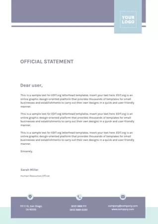 Edit an official statement template