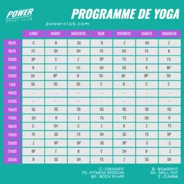 Modifiez un modèle d'horaires de salle de sport