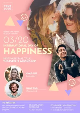 Edit a banner with Happiness Day quotes