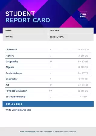Edit a student report card