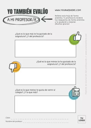 Edita una evaluación al profesor