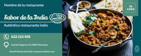 Edita un flyer de Comida Hindú