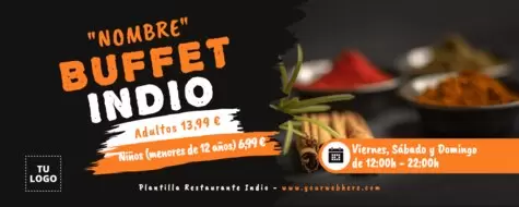 Edita un flyer de Comida Hindú