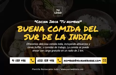 Edita un flyer de Comida Hindú