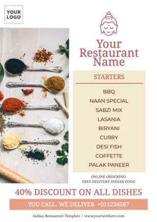Edit an Indian Food poster