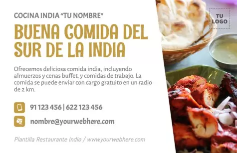 Edita un flyer de Comida Hindú