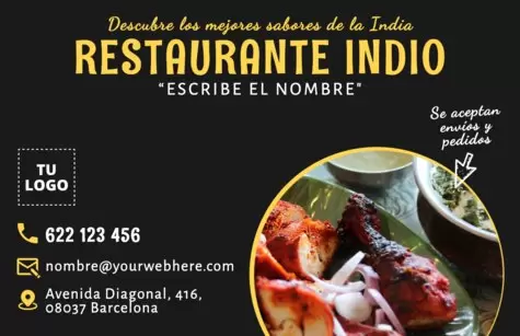 Edita un flyer de Comida Hindú