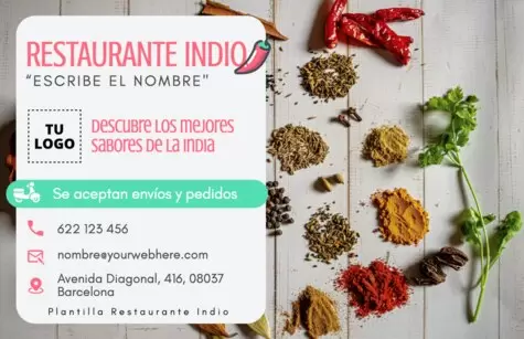 Edita un flyer de Comida Hindú