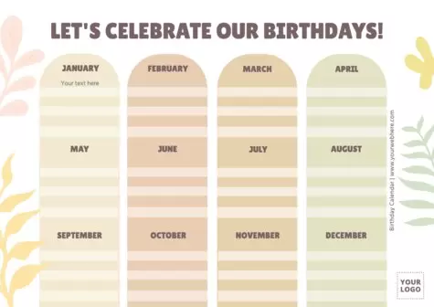 Edit a birthday list template