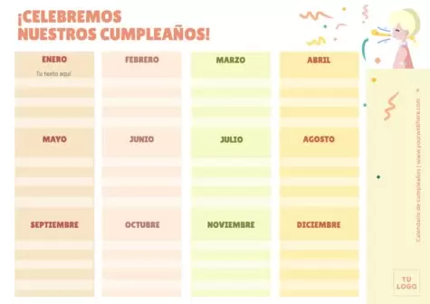 Edita un calendario para cumpleaños